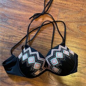 Black Geometric Bikini Top